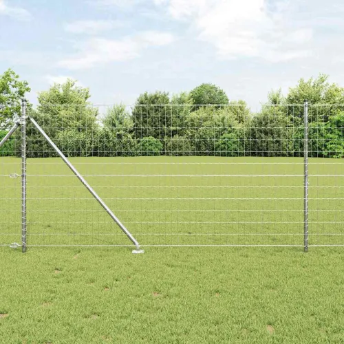 Vanjska Euro Ograda s Oštrim Šiljcima 10 x 1,2 m Srebrna Mreža - 10 x 1,2 m (50 x 100 mm mreža) Pocinčani čelik Vijak sidro fiks Cijena