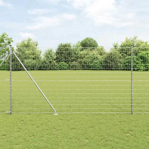Vanjska Euro Ograda s Oštrim Šiljcima 10 x 1,6 m Srebrna Mreža - 10 x 1,6 m (50 x 100 mm mreža) Pocinčani čelik Vijak sidro fiks Cijena
