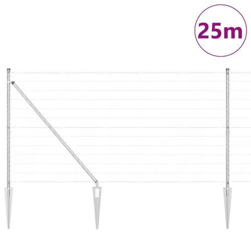 Euro ograda s špicama 25 x 1,2 m Pocinčani čelik Srebrna Mreža - 25 x 1,2 m (50 x 100 mm mreža) Pocinčani čelik Vijak sidro fiks Cijena
