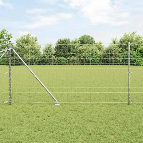 Vanjska Euro Ograda s Oštrim Šiljcima 25 x 1,2 m Srebrna Mreža - 25 x 1,2 m (75 x 100 mm mreža) Pocinčani čelik Vijak sidro fiks Cijena
