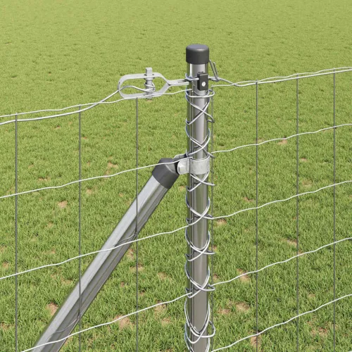 Vanjska Euro Ograda s Oštrim Šiljcima 25 x 1,2 m Srebrna Mreža - 25 x 1,2 m (75 x 100 mm mreža) Pocinčani čelik Vijak sidro fiks Cijena