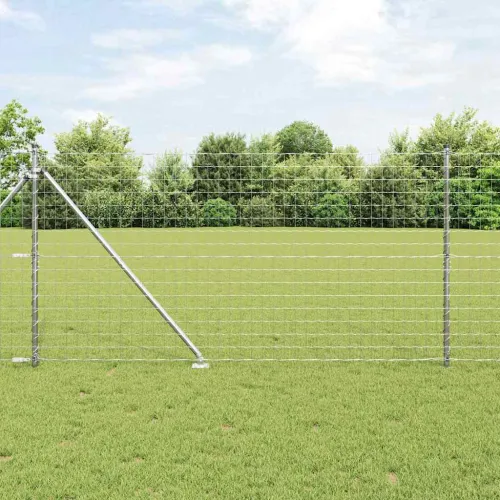 Vanjska Euro Ograda s Oštrim Šiljcima 10 x 1,2 m Srebrna Mreža - 10 x 1,2 m (76 x 64 mm mreža) Pocinčani čelik Vijak sidro fiksa Cijena