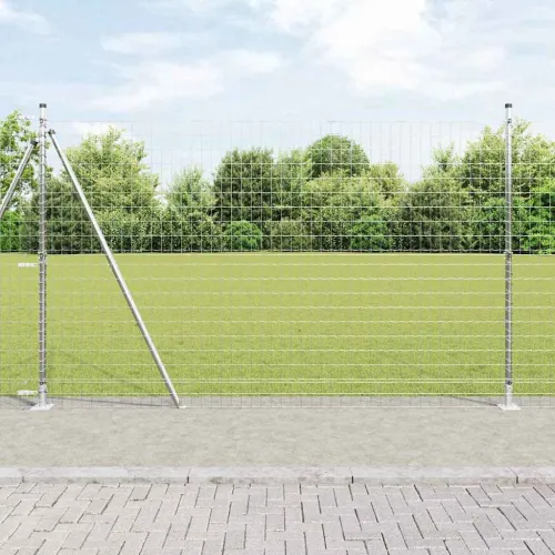 Vanjski Euro Ograda s Betonskom Podlogom 10 x 1,6 m Srebrna - 10 x 1,6 m (50 x 75 mm mreža) Pocinčani čelik Betonska baza fiksac Cijena