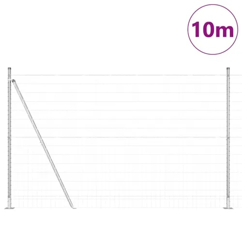 Vanjski Euro Ograda s Betonskom Podlogom 10 x 1,5 m Srebrna - 10 x 1,5 m (mreža 50 x 100 mm) Pocinčani čelik Betonska baza fiksa Cijena