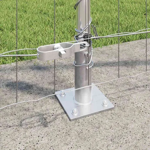 Vanjski Euro Ograda s Betonskom Podlogom 10 x 1,2 m Srebrna - 10 x 1,2 m (75 x 100 mm mreža) Pocinčani čelik Betonska baza fiksa Cijena