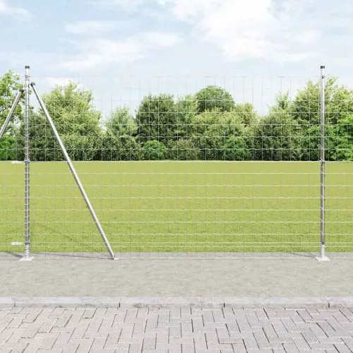 Vanjski Euro Ograda s Betonskom Podlogom 10 x 1,5 m Srebrna - 10 x 1,5 m (mreža 75 x 100 mm) Pocinčani čelik Betonska baza fiksa Cijena