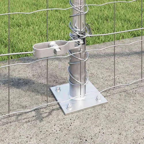 Vanjski Euro Ograda s Betonskom Podlogom 10 x 1,5 m Srebrna - 10 x 1,5 m (mreža 75 x 100 mm) Pocinčani čelik Betonska baza fiksa Cijena