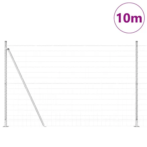 Vanjski Euro Ograda s Betonskom Podlogom 10 x 1,5 m Srebrna - 10 x 1,5 m (mreža 75 x 100 mm) Pocinčani čelik Betonska baza fiksa Cijena