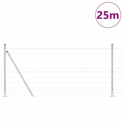 Vanjski Euro Ograda s Betonskom Podlogom 25 x 1 m Srebrna Mreža - 25 x 1 m (mreža 50 x 100 mm) Pocinčani čelik Betonska baza fik Cijena