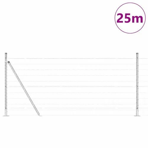 Vanjski Euro Ograda s Betonskom Podlogom 25 x 0,8 m Srebrna - 25 x 0,8 m (mreža 75 x 100 mm) Pocinčani čelik Betonska baza fiksa Cijena