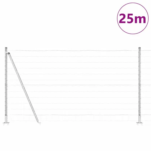 Vanjski Euro Ograda s Betonskom Podlogom 25 x 1,2 m Srebrna - 25 x 1,2 m (mreza 100 x 100 mm) Pocinčani čelik Betonska baza fiks Cijena