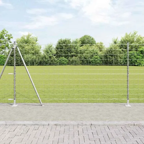 Vanjski Euro Ograda s Betonskom Podlogom 25 x 1,2 m Srebrna - 25 x 1,2 m (mreza 100 x 100 mm) Pocinčani čelik Betonska baza fiks Cijena
