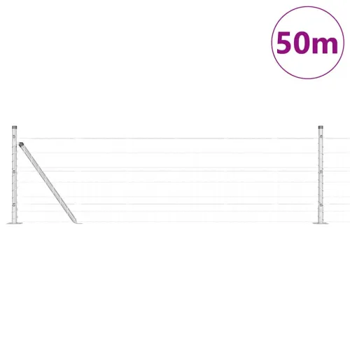 Vanjski Euro Ograda s Betonskom Podlogom 50 x 0,4 m Srebrna - 50 x 0,4 m (mreža 50 x 100 mm) Pocinčani čelik Betonska baza fiksa Cijena