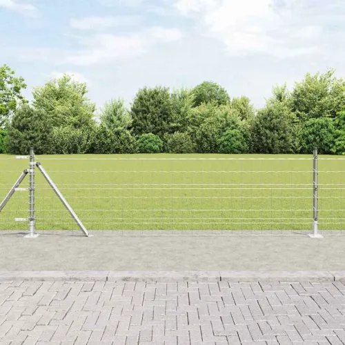 Vanjski Euro Ograda s Betonskom Podlogom 50 x 0,4 m Srebrna - 50 x 0,4 m (mreža 75 x 100 mm) Pocinčani čelik Betonska baza fiksa Cijena