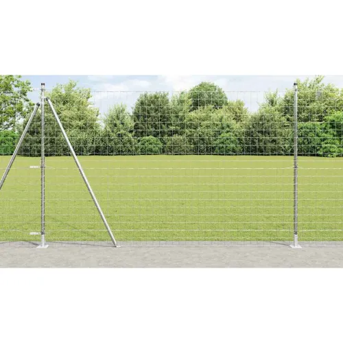 Vanjski Euro Ograda s Betonskom Podlogom 10 x 1,6 m Srebrna - 10 x 1.6 m (76 x 64 mm mreža) Pocinčani čelik Betonska baza fiksac Cijena