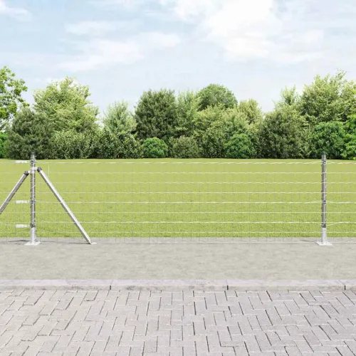 Vanjski Euro Ograda s Betonskom Podlogom 25 x 0,6 m Srebrna - 25 x 0.6 m (76 x 64 mm mreža) Pocinčani čelik Betonska baza fiksac Cijena
