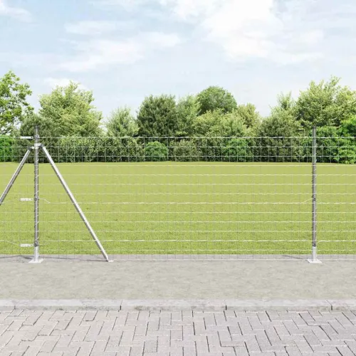 Vanjski Euro Ograda s Betonskom Podlogom 25 x 1 m Srebrna Mreža - 25 x 1 m (mreža 76 x 64 mm) Pocinčani čelik Betonska baza fiks Cijena