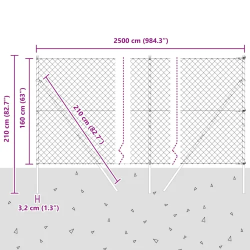 Lančana Ograja za Fiksiranje na Teren 25 x 1,6 m Zelena Mreža - 25 x 1,6 m (60 x 60 mm mreža) Zelena Fiksacija na tlo Cijena