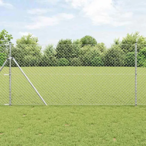 Lančana Ograja za Fiksiranje na Teren 10 x 1,2 m Srebrna Mreža - 10 x 1,2 m (40 x 40 mm mrežica) Pocinčani čelik Fiksacija na tl Cijena