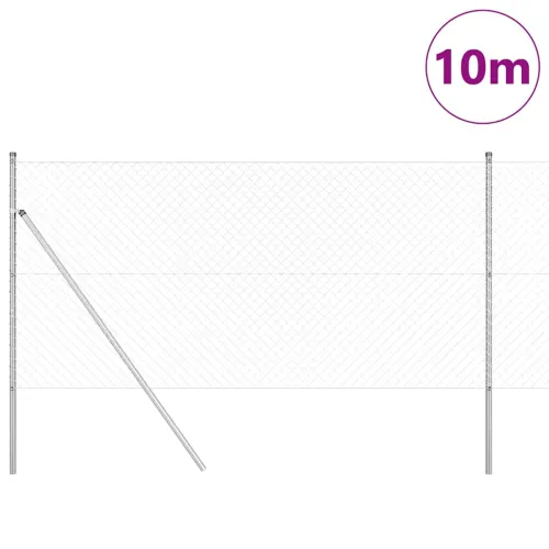 Lančana Ograja za Fiksiranje na Teren 10 x 1,2 m Srebrna Mreža - 10 x 1,2 m (40 x 40 mm mrežica) Pocinčani čelik Fiksacija na tl Cijena