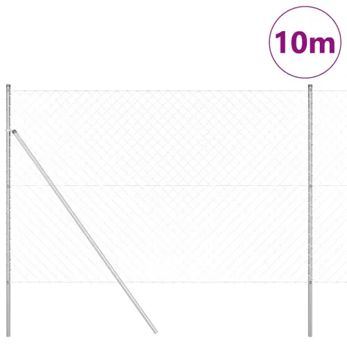 Lančana Ograja za Fiksiranje na Teren 10 x 1,6 m Srebrna Mreža - 10 x 1,6 m (60 x 60 mm mreža) Pocinčani čelik Fiksacija na tlo Cijena