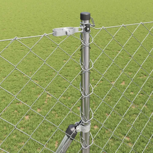 Lančana Ograja za Fiksiranje na Teren 10 x 1,6 m Srebrna Mreža - 10 x 1,6 m (60 x 60 mm mreža) Pocinčani čelik Fiksacija na tlo Cijena
