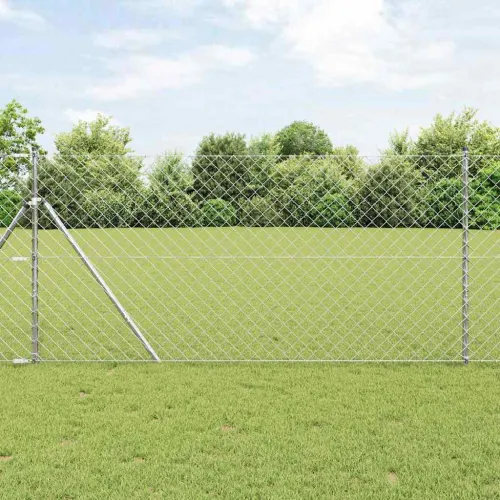 Lančana Ograja za Fiksiranje na Teren 25 x 1,2 m Srebrna Mreža - 25 x 1,2 m (60 x 60 mm mreža) Pocinčani čelik Fiksacija na tlo Cijena