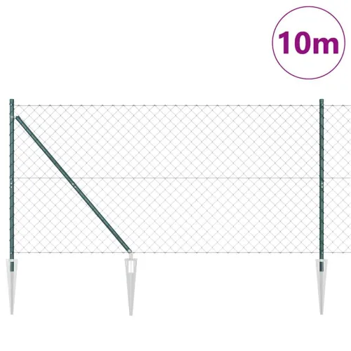 Ograda od lančane veze s šiljcima 10 x 1,2 m Zelena Mreža - 10 x 1,2 m (60 x 60 mm mrežica) Zelena Vijak sidro fiksacija Cijena