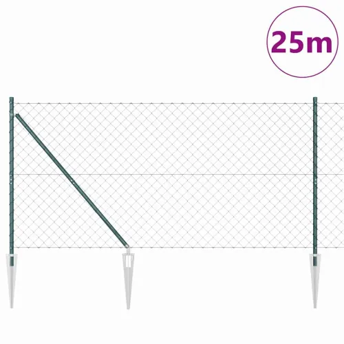 Ograda od lančane veze s šiljcima 25 x 1,2 m Zelena Mreža - 25 x 1,2 m (60 x 60 mm mreža) Zelena Vijak sidro fiksacija Cijena