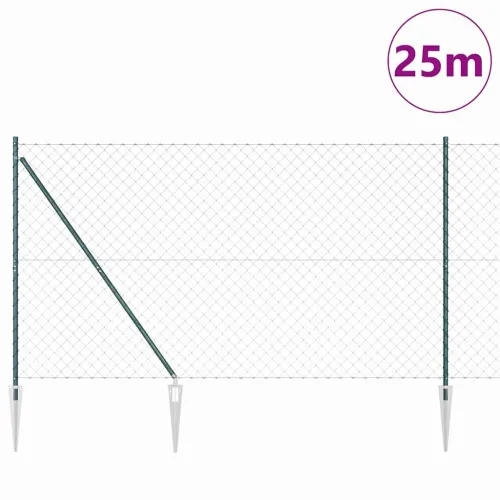 Ograda od lančane veze s šiljcima 25 x 1,6 m Zelena Mreža - 25 x 1,6 m (60 x 60 mm mreža) Zelena Vijak sidro fiksacija Cijena