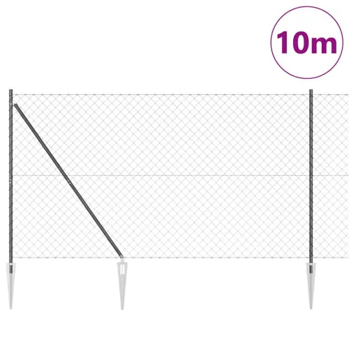 Ograda od lančane veze s šiljcima 10 x 1,6 m Siva Mreža - 10 x 1,6 m (60 x 60 mm mreža) Siva Vijak sidro fiksacija Cijena