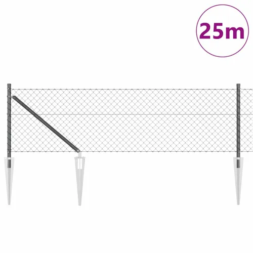 Ograda od lančane veze s šiljcima 25 x 0,4 m Siva Mreža - 25 x 0,4 m (40 x 40 mm mreža) Siva Vijak sidro fiksacija Cijena