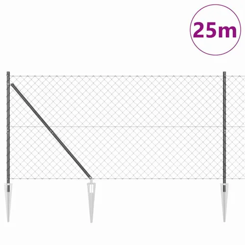 Ograda od lančane veze s šiljcima 25 x 1,2 m Siva Mreža - 25 x 1,2 m (60 x 60 mm mreža) Siva Vijak sidro fiksacija Cijena