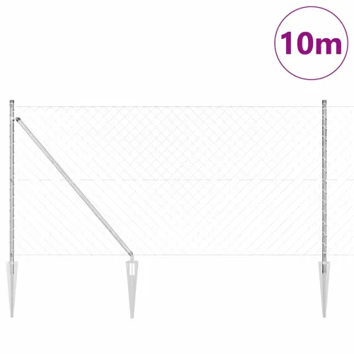 Ograda od lančane veze s šiljcima 10 x 1 m Pocinčani čelik - 10 x 1 m (60 x 60 mm mreža) Pocinčani čelik Vijak sidro fiksacija Cijena
