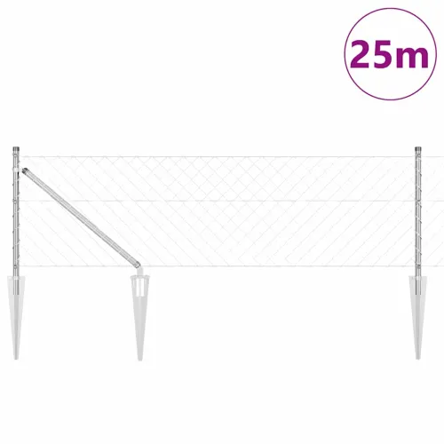 Ograda od lančane veze s šiljcima 25 x 0,8 m Pocinčani čelik - 25 x 0,8 m (60 x 60 mm mreža) Pocinčani čelik Vijak sidro fiksaci Cijena