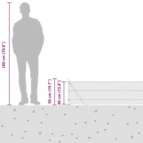 Ograde od lanca s betonskom podlogom 10 x 0,4 m Zelena Mreža - 10 x 0,4 m (mreža 40 x 40 mm) Zelena Betonska baza fiksacija Cijena