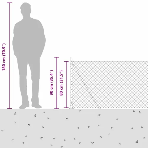 Ograde od lanca s betonskom podlogom 10 x 0,8 m Zelena Mreža - 10 x 0,8 m (mreža 40 x 40 mm) Zelena Betonska baza fiksacija Cijena