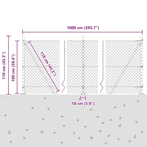 Ograde od lanca s betonskom podlogom 10 x 1 m Zelena Mreža - 10 x 1 m (mreža 40 x 40 mm) Zelena Betonska baza fiksacija Cijena