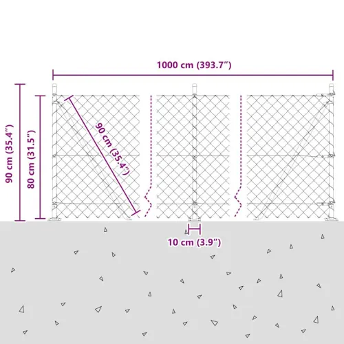 Ograde od lanca s betonskom podlogom 10 x 0,8 m Zelena Mreža - 10 x 0,8 m (60 x 60 mm mreža) Zelena Betonska baza fiksacija Cijena