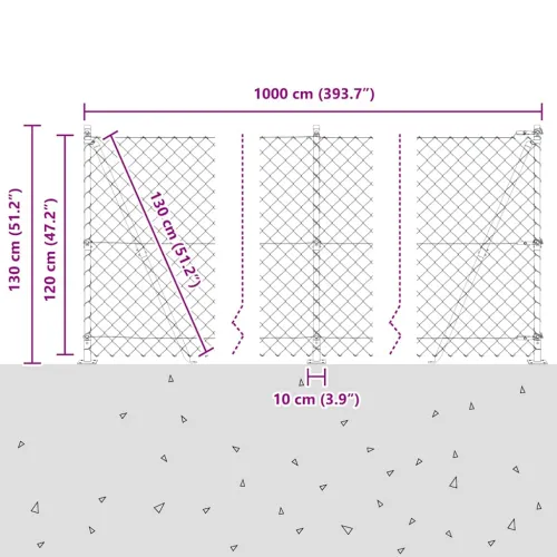 Ograde od lanca s betonskom podlogom 10 x 1,2 m Zelena Mreža - 10 x 1,2 m (60 x 60 mm mrežica) Zelena Betonska baza fiksacija Cijena