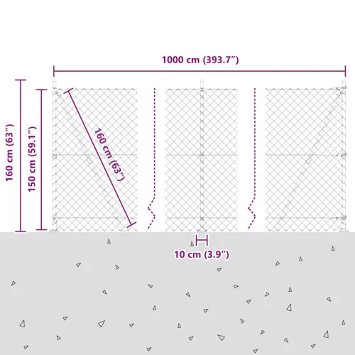 Ograde od lanca s betonskom podlogom 10 x 1,5 m Zelena Mreža - 10 x 1,5 m (60 x 60 mm mreža) Zelena Betonska baza fiksacija Cijena