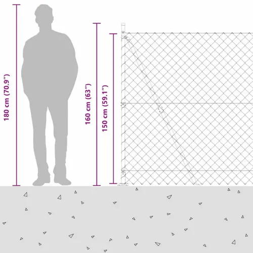 Ograde od lanca s betonskom podlogom 10 x 1,5 m Zelena Mreža - 10 x 1,5 m (60 x 60 mm mreža) Zelena Betonska baza fiksacija Cijena