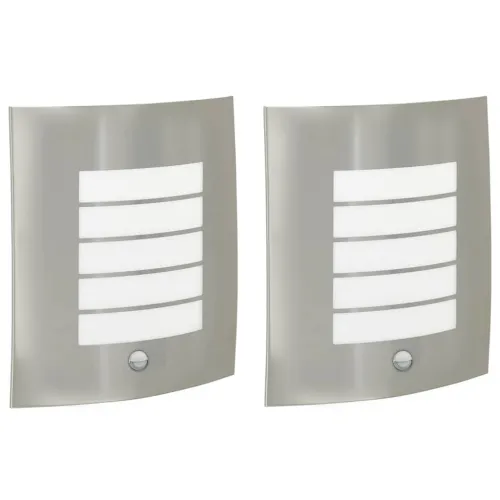 Vanjska zidna lampa 2 kom. Srebrna 23,5 x 9 x 26 cm - 2 Nehrđajući čelik s senzorom Cijena