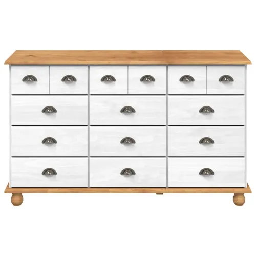 Komoda ASKIM Bijelo 79 x 40 x 133,5 cm Čvrsto borovo drvo - Bijelo Cijena
