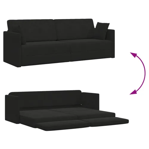 Podni kauč na razvlačenje Crna 213 x 70 x 77 cm Baršun - Crna Cijena
