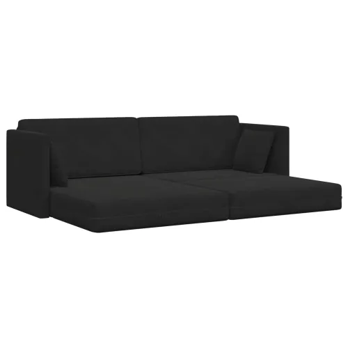 Podni kauč na razvlačenje Crna 213 x 70 x 77 cm Baršun - Crna Cijena