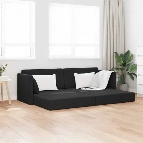 Podni kauč na razvlačenje Crna 213 x 70 x 77 cm Baršun - Crna Cijena