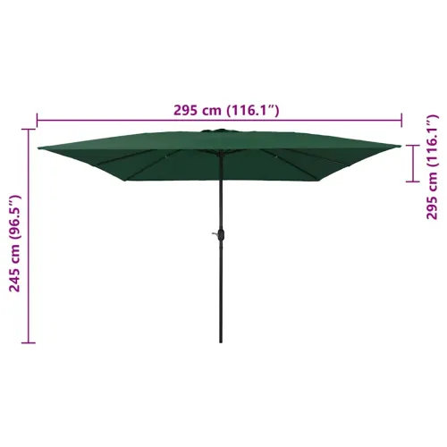Vrtni suncobran Zelena 295 x 295 x 245 cm Poliester i čelik - Zelena Cijena
