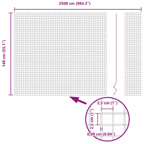 Zavarena žičana ograda 2500 x 140 cm Siva - Siva 25 x 25 mm 25 x 1,4 m Cijena