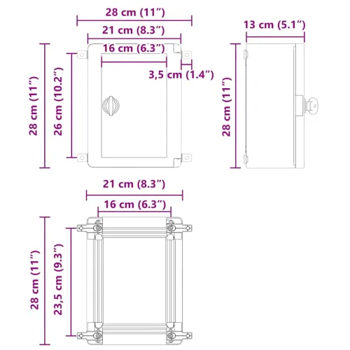 Upravljački ormar Siva 28 x 13 x 28 cm ABS plastika - 21 x 13 x 28 cm Sivo s prozirnim vratima Cijena